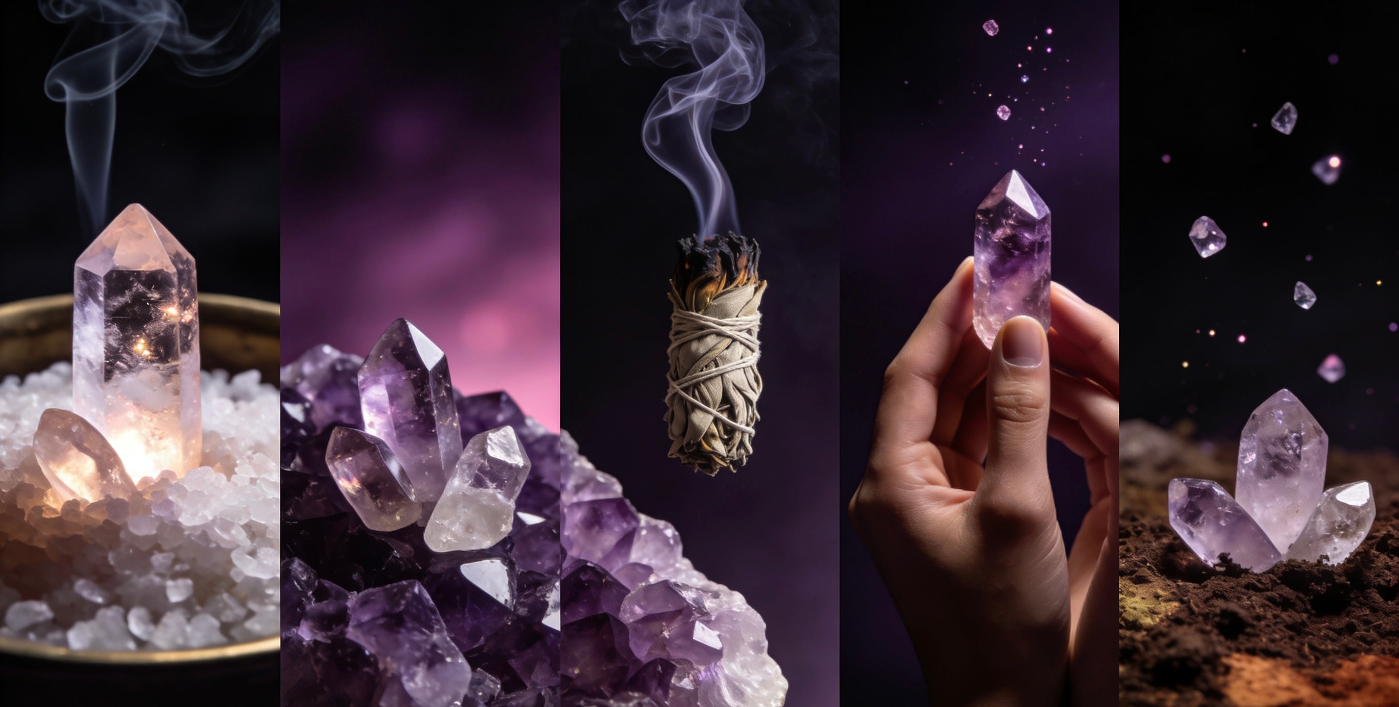 其他五種水晶淨化方法｜海鹽・煙燻・晶簇・意念・大地 5 More Crystal Cleansing Methods｜Salt・Smudge・Cluster・Intention・Earth