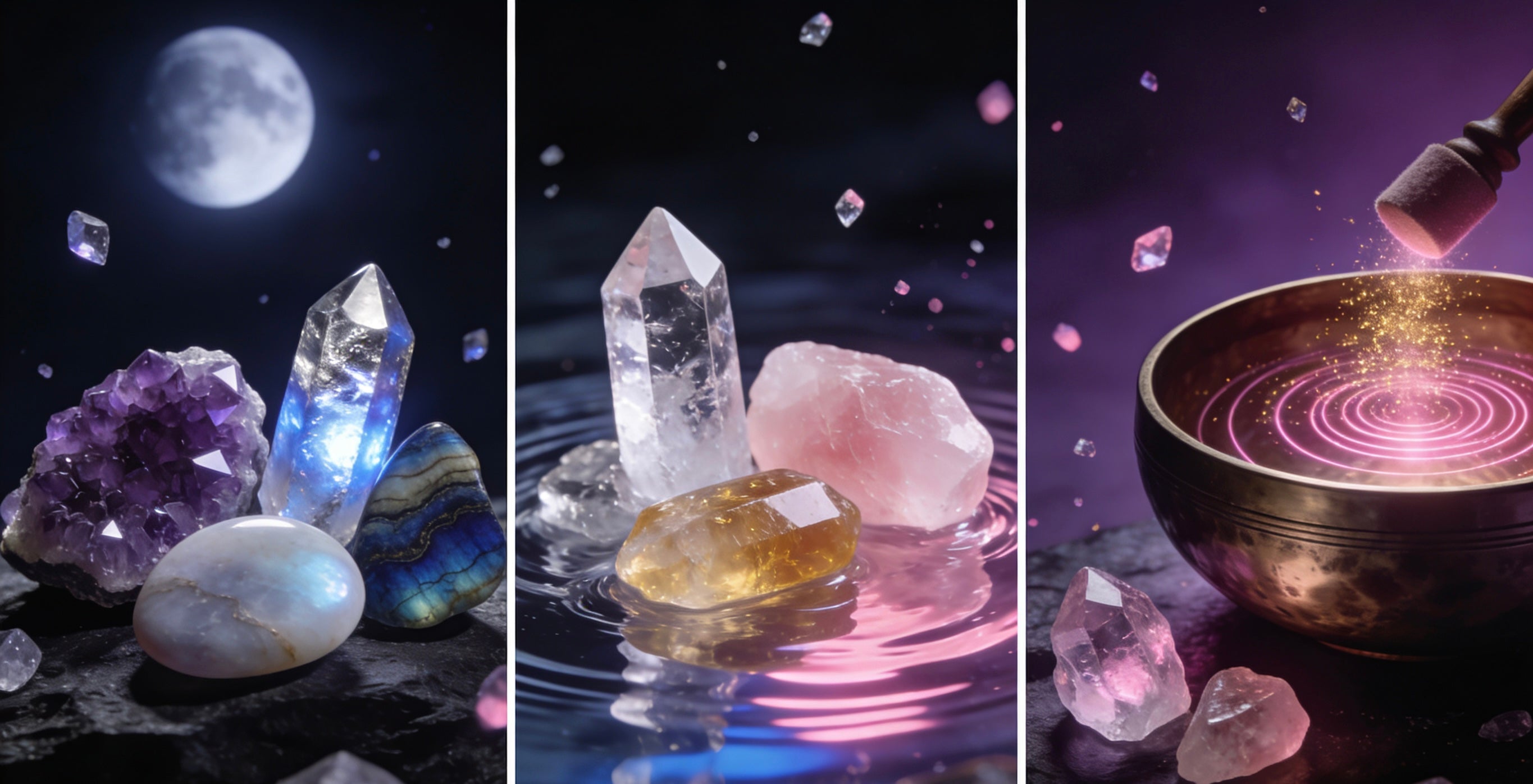 月光・流水・音樂｜三種水晶淨化方法完整指南 Moonlight・Water・Sound｜Complete Guide to 3 Crystal Cleansing Methods