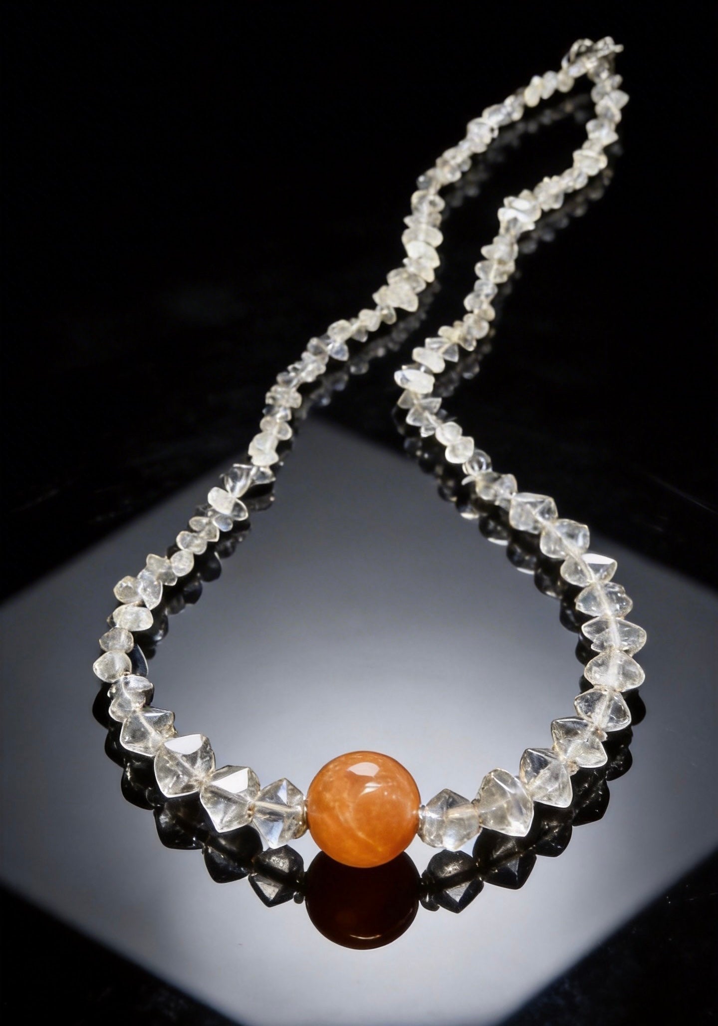 Genuine South Red Agate & Herkimer Diamond Bracelet｜6-11mm Beaded 45cm Stacking Crystal Bracelet｜Natural Stone Chakra Balancing Jewelry for Women｜天然保山南紅 x 閃靈鑽 設計款水晶鏈｜增強直覺 淨化負能量｜新中式輕珠寶