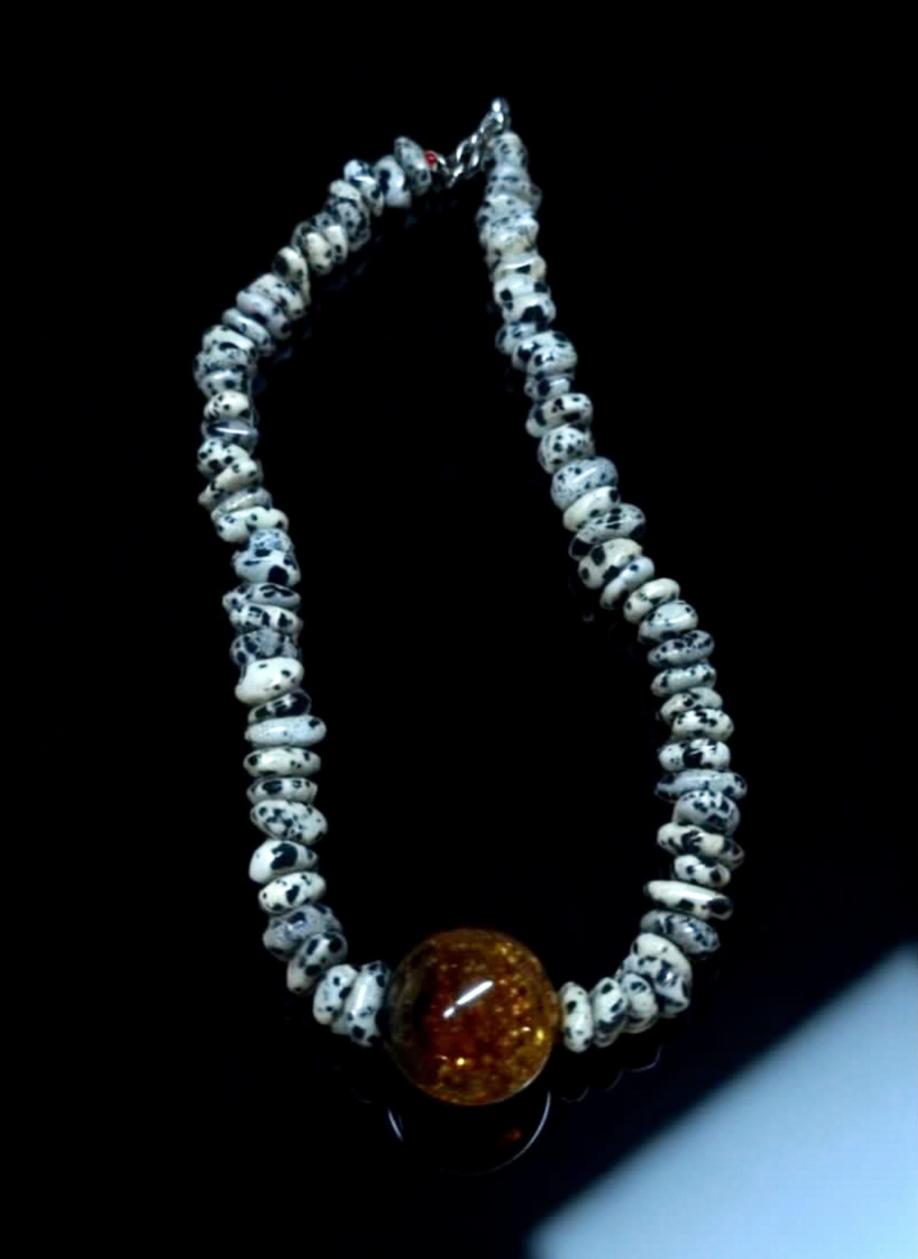 Designer Dalmatian Jasper K2 x Amber Gradient Necklace / Bracelet (Dual-use)｜設計款 斑點石 K2 x 琥珀 漸變 項鍊 / 手鏈 (多用款) 海底輪 眉心輪