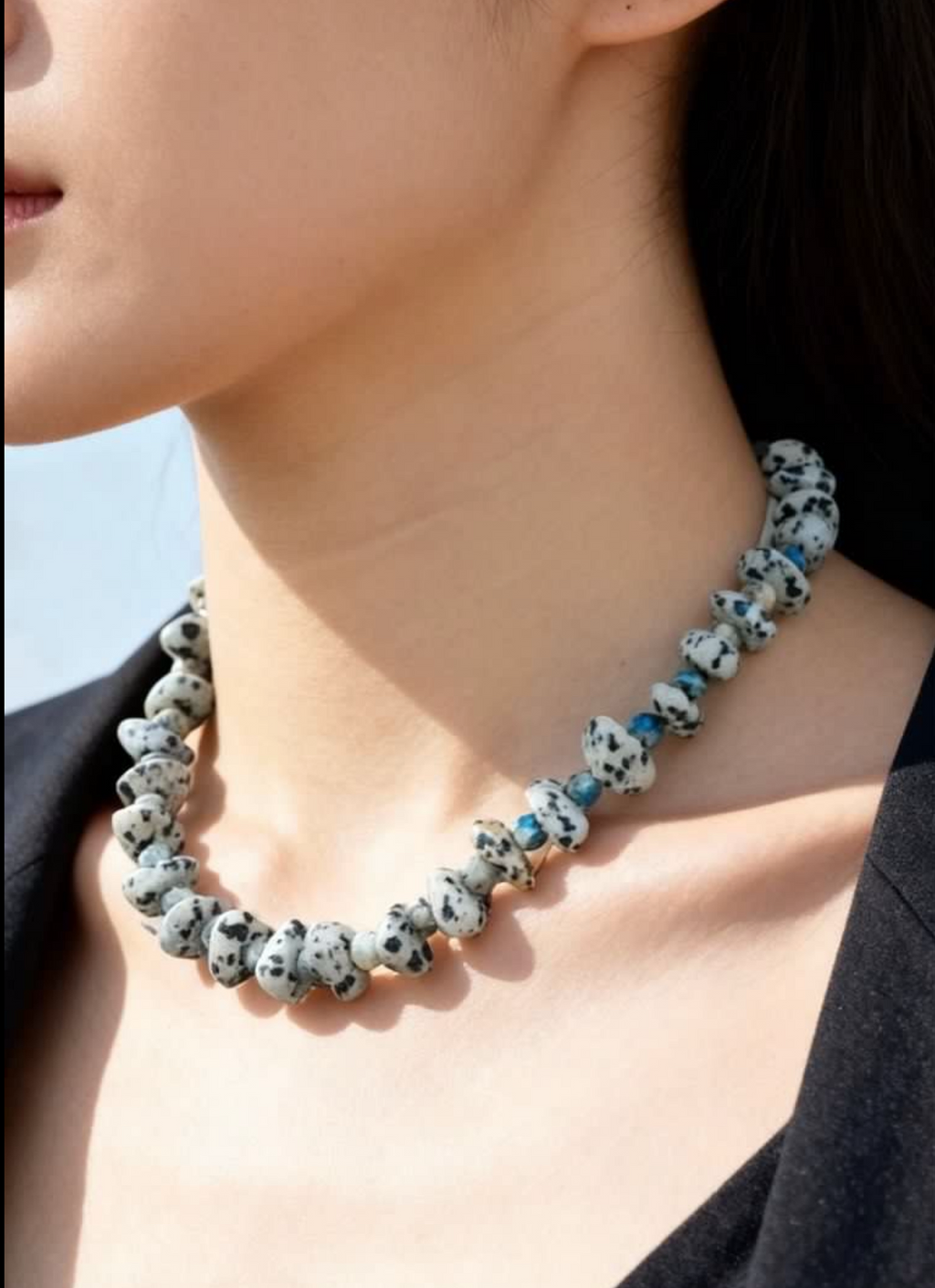 Designer Dalmatian Jasper K2 x Amber Gradient Necklace / Bracelet (Dual-use)｜設計款 斑點石 K2 x 琥珀 漸變 項鍊 / 手鏈 (多用款) 海底輪 眉心輪