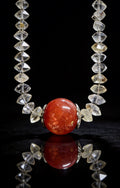 Black Rutilated Quartz × Red Hematoid Quartz × Herkimer Diamond Necklace｜Protection・Wealth・Energy 14-27mm 44cm｜黑髮晶×紅膠花×閃靈鑽設計款項鏈｜辟邪招財能量守護