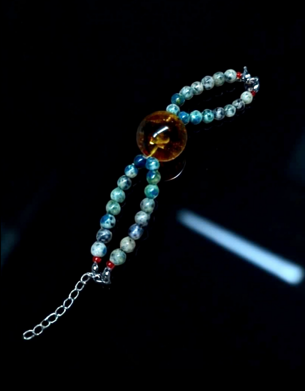 Designer Dalmatian Jasper K2 x Amber Gradient Necklace / Bracelet (Dual-use)｜設計款 斑點石 K2 x 琥珀 漸變 項鍊 / 手鏈 (多用款) 海底輪 眉心輪