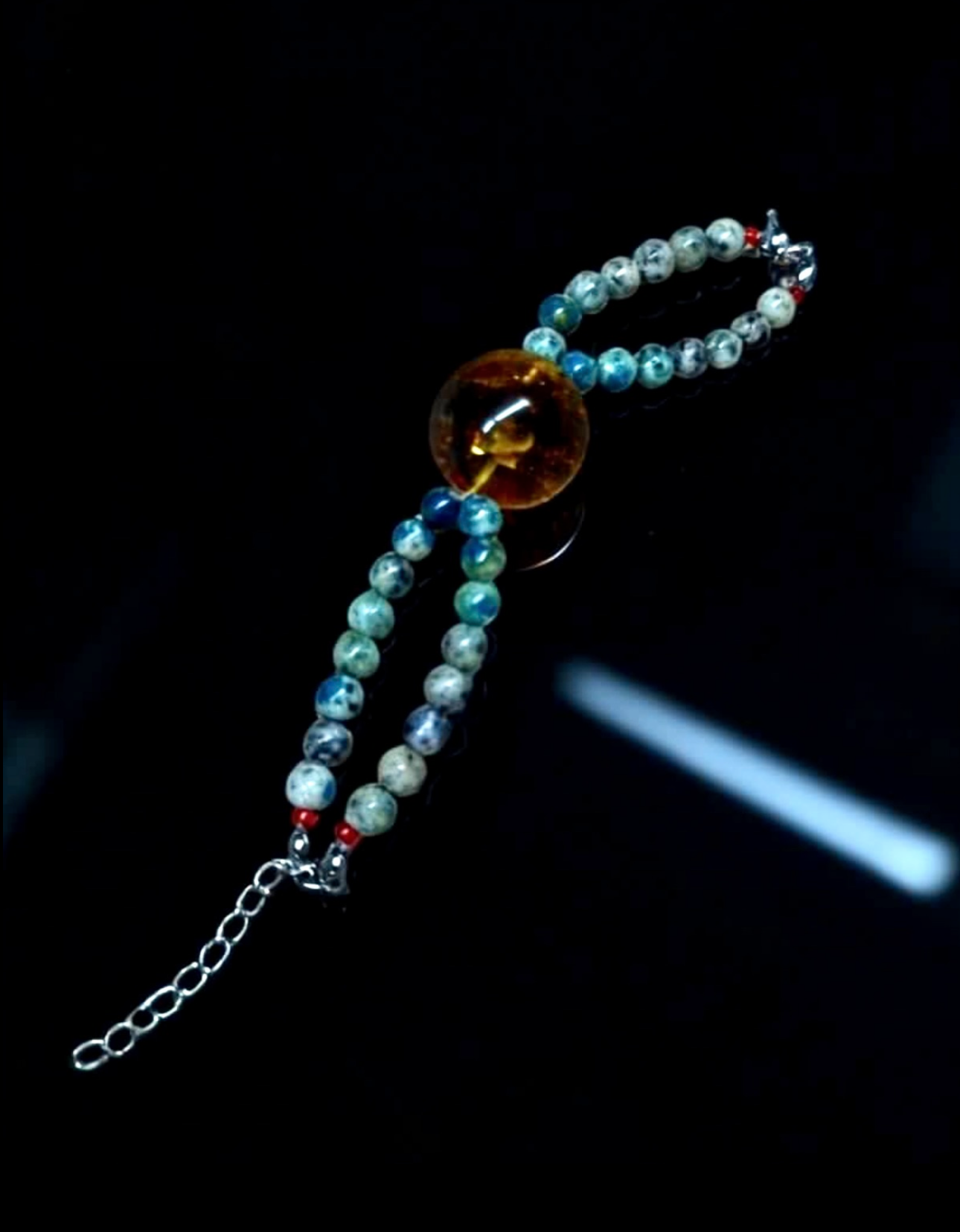 Designer Dalmatian Jasper K2 x Amber Gradient Necklace / Bracelet (Dual-use)｜設計款 斑點石 K2 x 琥珀 漸變 項鍊 / 手鏈 (多用款) 海底輪 眉心輪