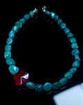 Natural Red Agate & Old Mine Amazonite Designer Necklace | Vitality & Courage Dual Energy | Root Chakra & Throat Chakra | Mother's Day Birthday Gift for Her | 設計款紅瑪瑙x老礦天河石項鏈｜活力x勇氣 雙重能量｜海底輪x喉輪