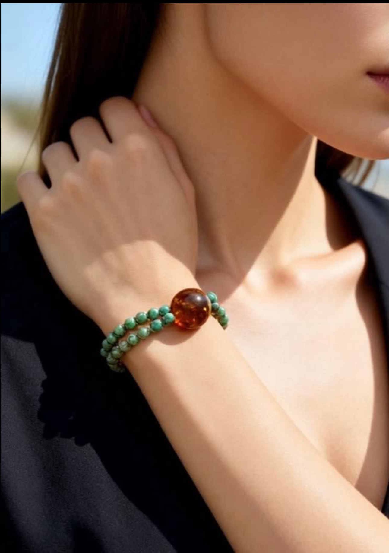 Designer Dalmatian Jasper K2 x Amber Gradient Necklace / Bracelet (Dual-use)｜設計款 斑點石 K2 x 琥珀 漸變 項鍊 / 手鏈 (多用款) 海底輪 眉心輪