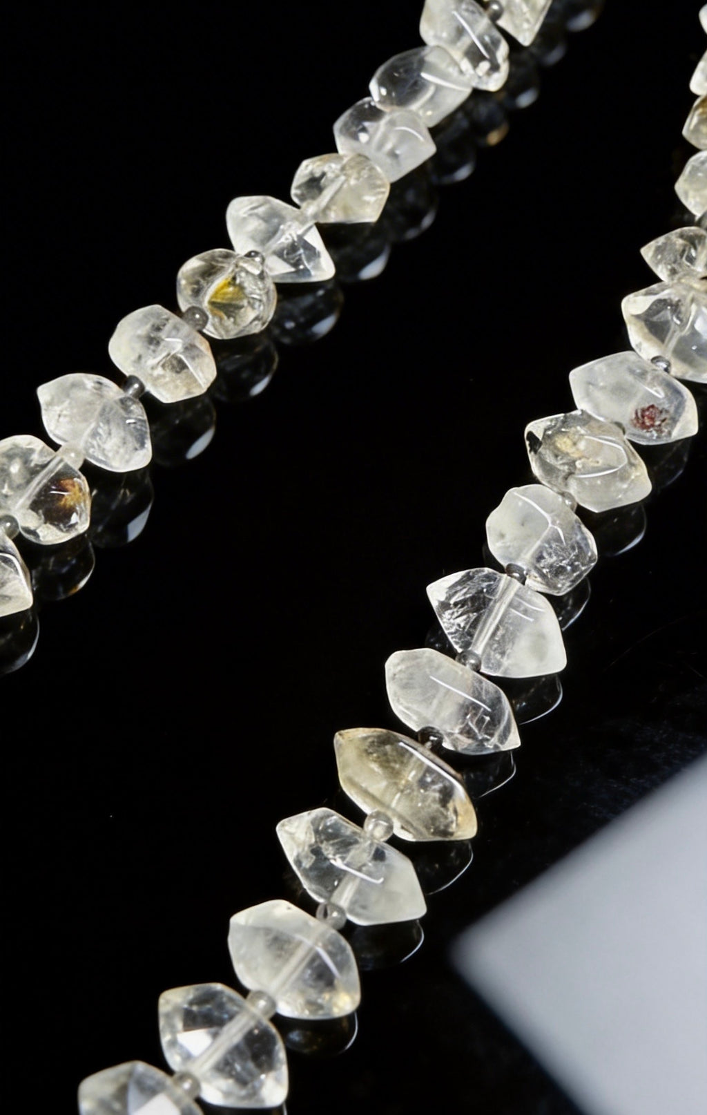 Black Rutilated Quartz × Red Hematoid Quartz × Herkimer Diamond Necklace｜Protection・Wealth・Energy 14-27mm 44cm｜黑髮晶×紅膠花×閃靈鑽設計款項鏈｜辟邪招財能量守護