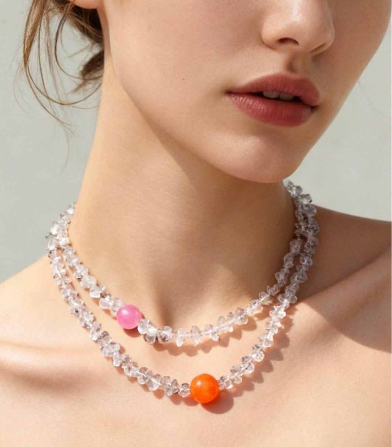 Genuine South Red Agate & Herkimer Diamond Bracelet｜6-11mm Beaded 45cm Stacking Crystal Bracelet｜Natural Stone Chakra Balancing Jewelry for Women｜天然保山南紅 x 閃靈鑽 設計款水晶鏈｜增強直覺 淨化負能量｜新中式輕珠寶