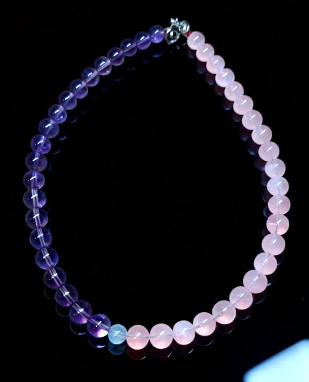 Designer Rose Quartz × Amethyst × Aquamarine Necklace｜43cm｜7-9mm｜Heart・Third Eye・Throat Chakra Energy｜設計款粉晶×紫水晶×海藍寶項鏈｜心輪・眉心輪・喉輪能量