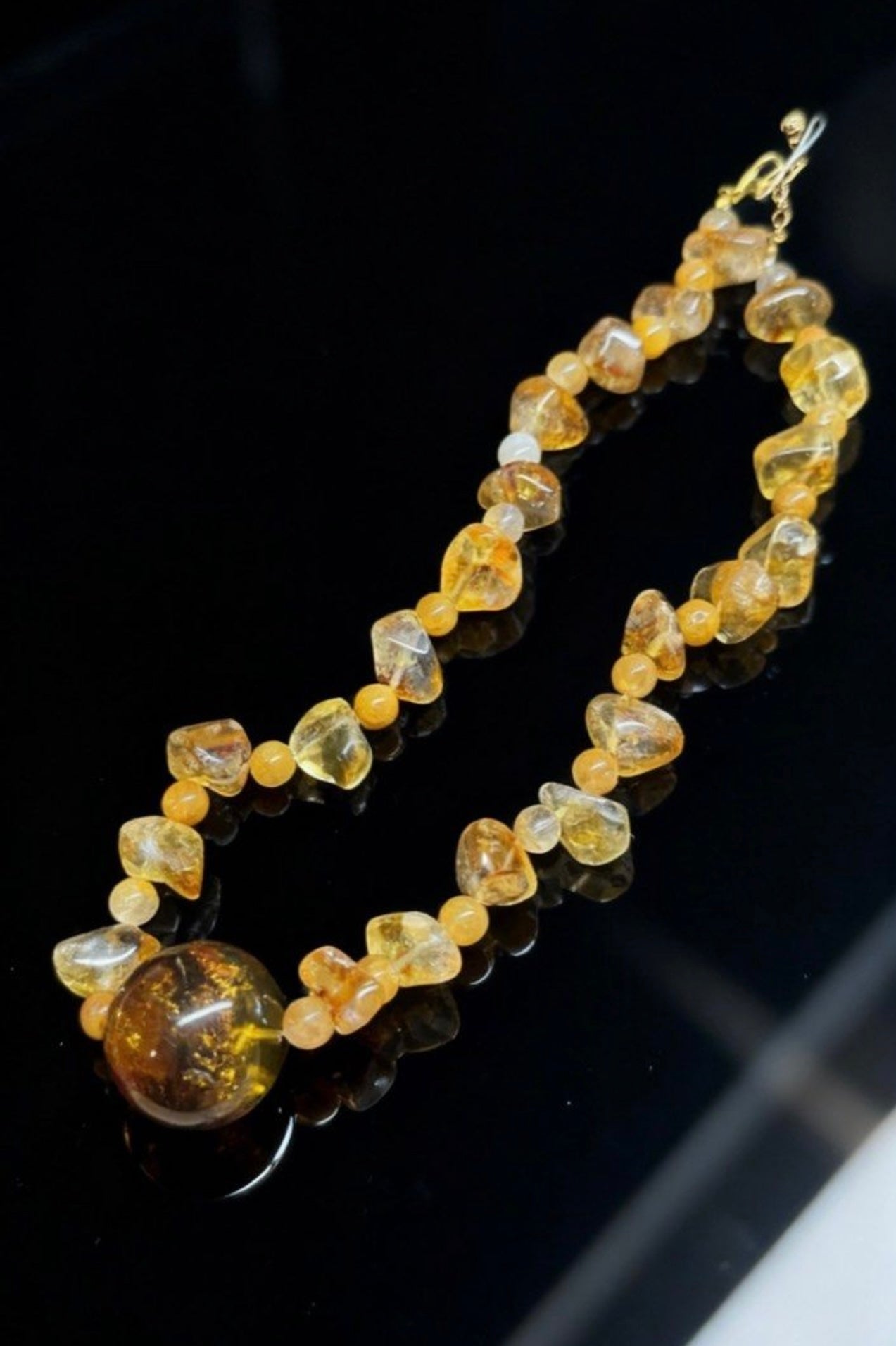 Designer Citrine Bead Necklace｜Solar Plexus・Abundance Energy 設計款黃水晶花泊項鏈｜太陽神經叢・豐盛能量