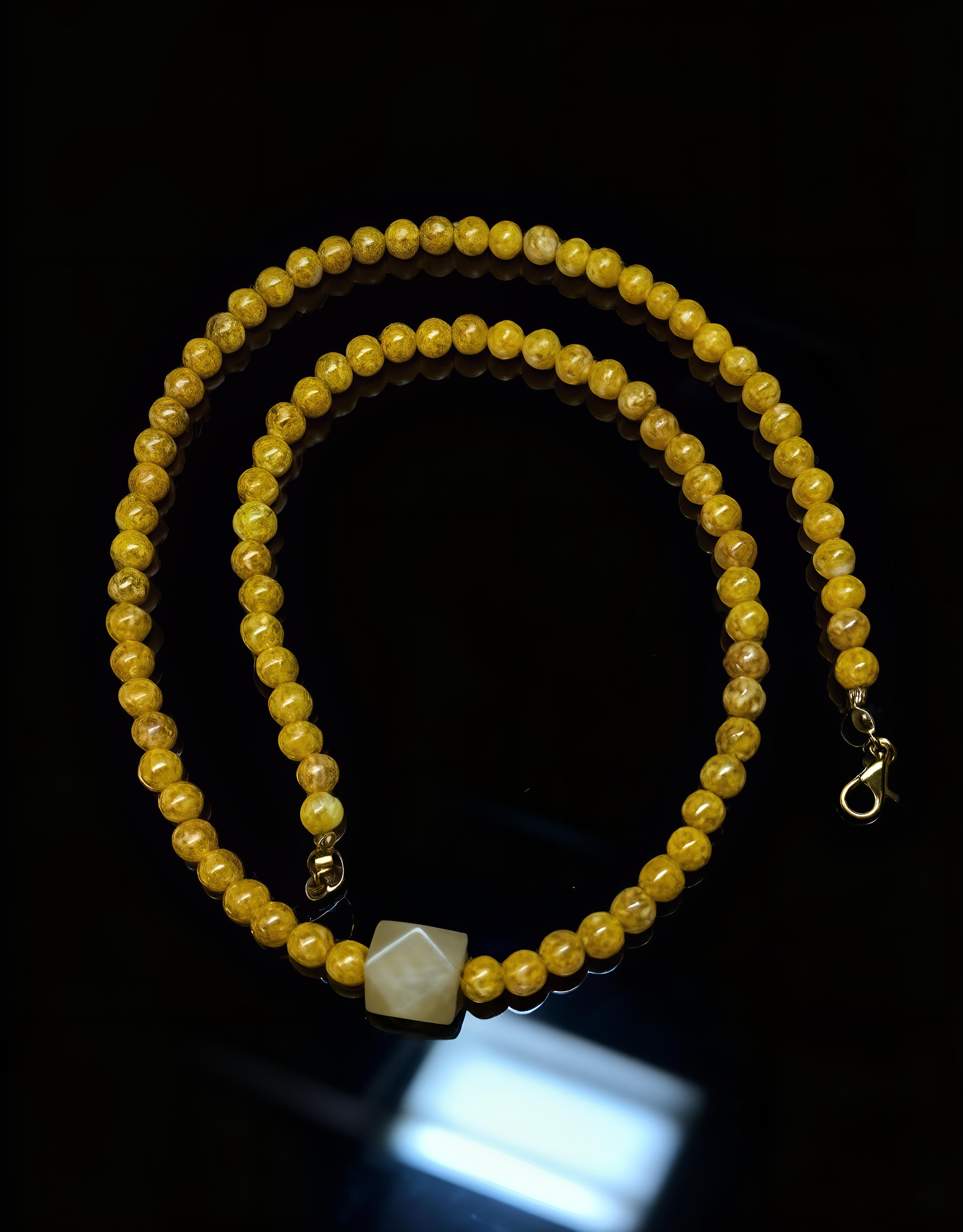 Designer Realgar & Morganite Beaded Necklace｜58cm｜6-13mm Natural Stone｜Confidence & Gentle Energy｜設計款雄黃石摩根石項鏈｜天然石｜自信與溫柔能量