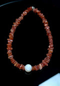 Designer Sunstone × Mother of Pearl Necklace｜44cm｜10-14mm｜Heart Chakra Healing・Protection & Prosperity｜Crystal.EAA ｜設計款金太陽白貝母項鏈｜心輪療癒招財守護