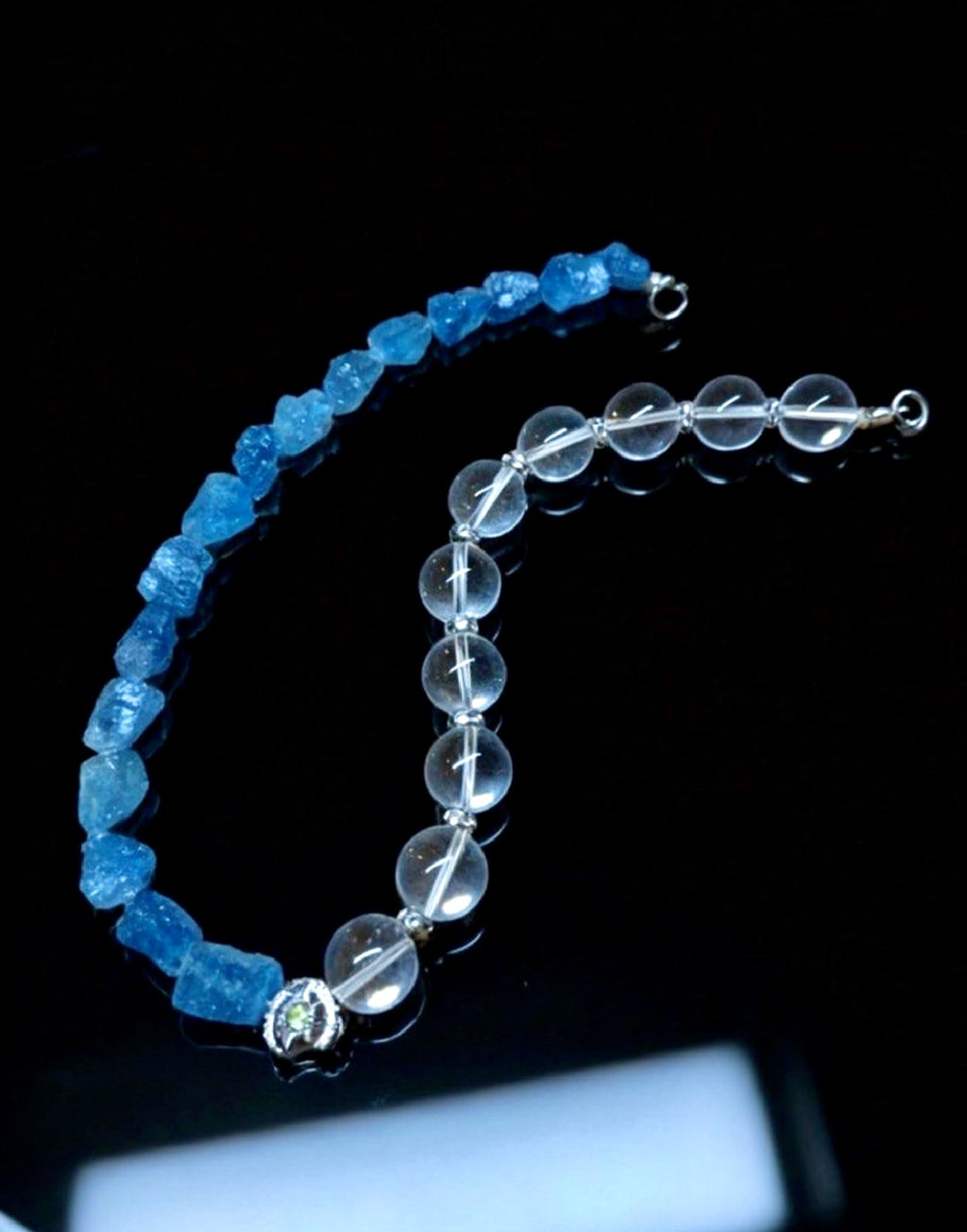 Designer Aquamarine & Clear Quartz Necklace｜43cm｜11-15mm Natural Stone｜Clarity & Amplified Energy｜設計款海藍寶白水晶項鏈｜天然石｜清晰與能量