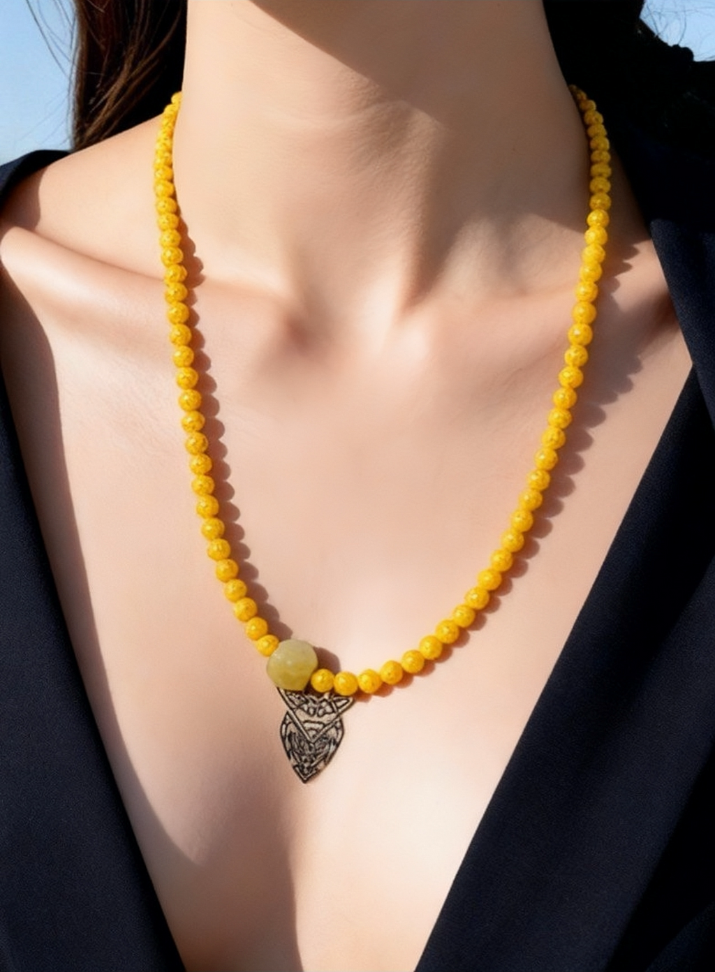 Designer Realgar & Morganite Beaded Necklace｜58cm｜6-13mm Natural Stone｜Confidence & Gentle Energy｜設計款雄黃石摩根石項鏈｜天然石｜自信與溫柔能量