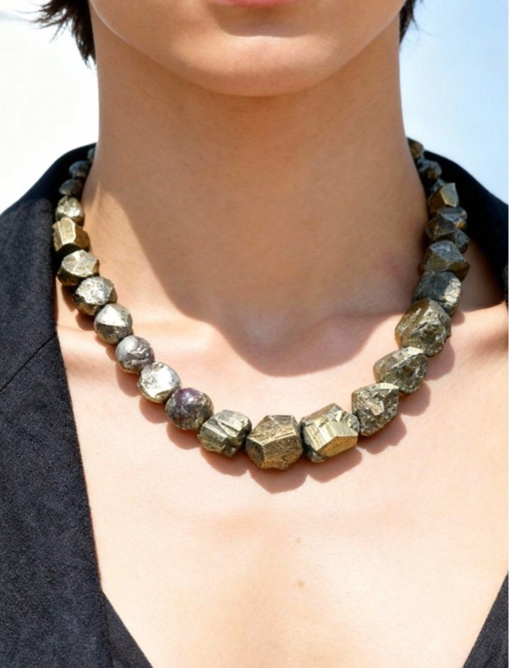 Pyrite Stone Necklace｜Designer｜45-50cm｜19mm Natural Fool's Gold｜Wealth Energy｜重磅黃鐵礦項鏈｜設計款｜天然愚人金｜財富能量