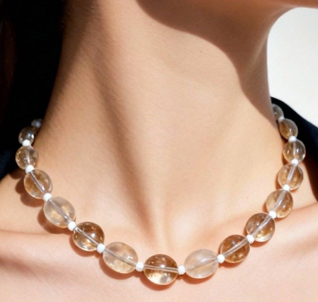 Natural Clear Quartz Designer Necklace | Master Healer Crystal 11-16mm Large Beads | Energy Purification & Chakra Balancing | Mother's Day Birthday Gift for Her｜設計款白水晶項鏈｜水晶之王 11-16mm大珠｜淨化磁場平衡七輪