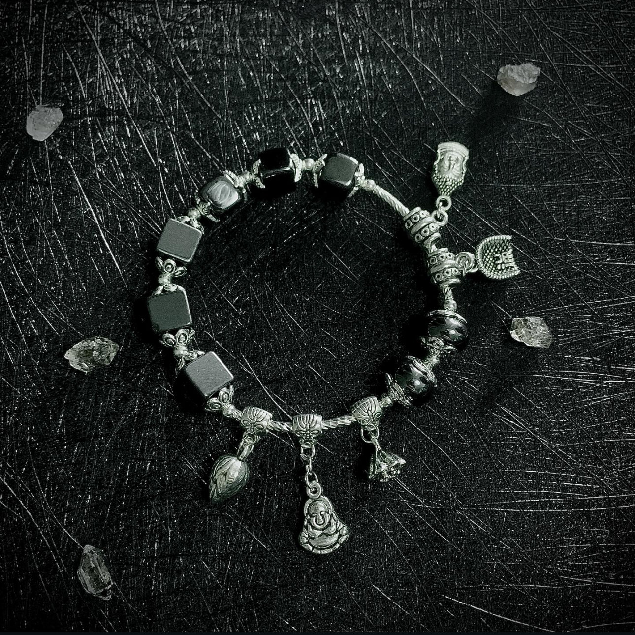 Hematite Serendipity Box｜Custom Size・Choose Your Meaning・Random Charm Style｜赤鐵礦結緣盲盒｜客製手圍・選擇寓意・隨機藏銀配飾 海底輪