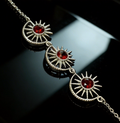 Vintage Sunburst Design Garnet 925 Sterling Silver Bracelet｜復古太陽花設計 石榴石 925銀手鏈 海底輪