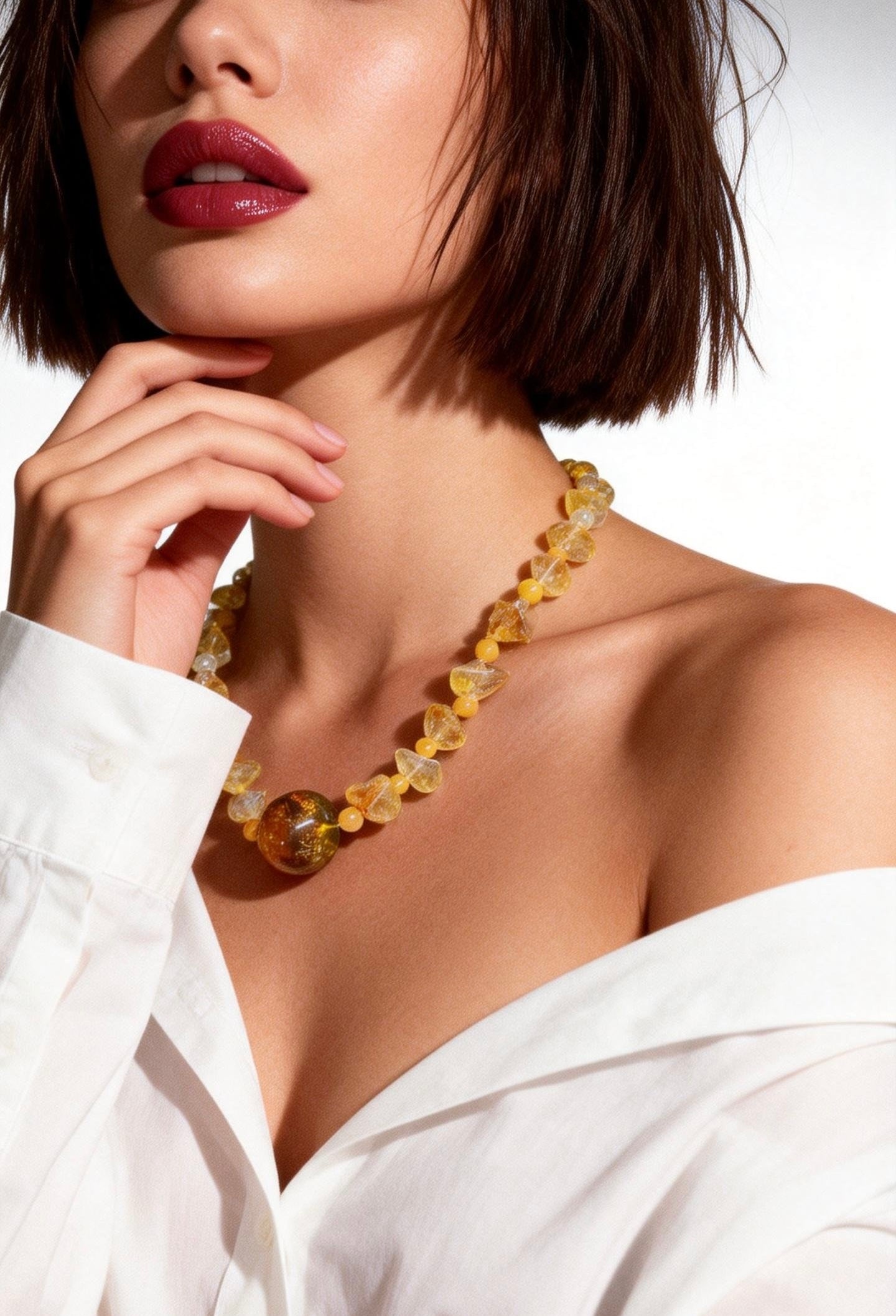 Designer Citrine Bead Necklace｜Solar Plexus・Abundance Energy 設計款黃水晶花泊項鏈｜太陽神經叢・豐盛能量